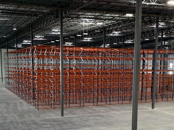 New pallet racking installation across a distribution warehouse
